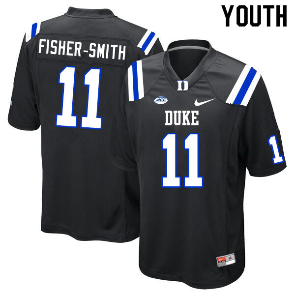 Youth #11 Isaiah Fisher-Smith Duke Blue Devils College Football Jerseys Sale-Black
